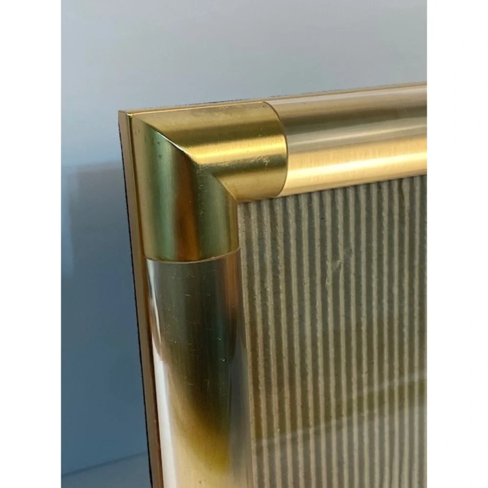 Vintage Brass and Lucite Tube Picture Frame Modern Tabletop Decor Chunky 6x4 In